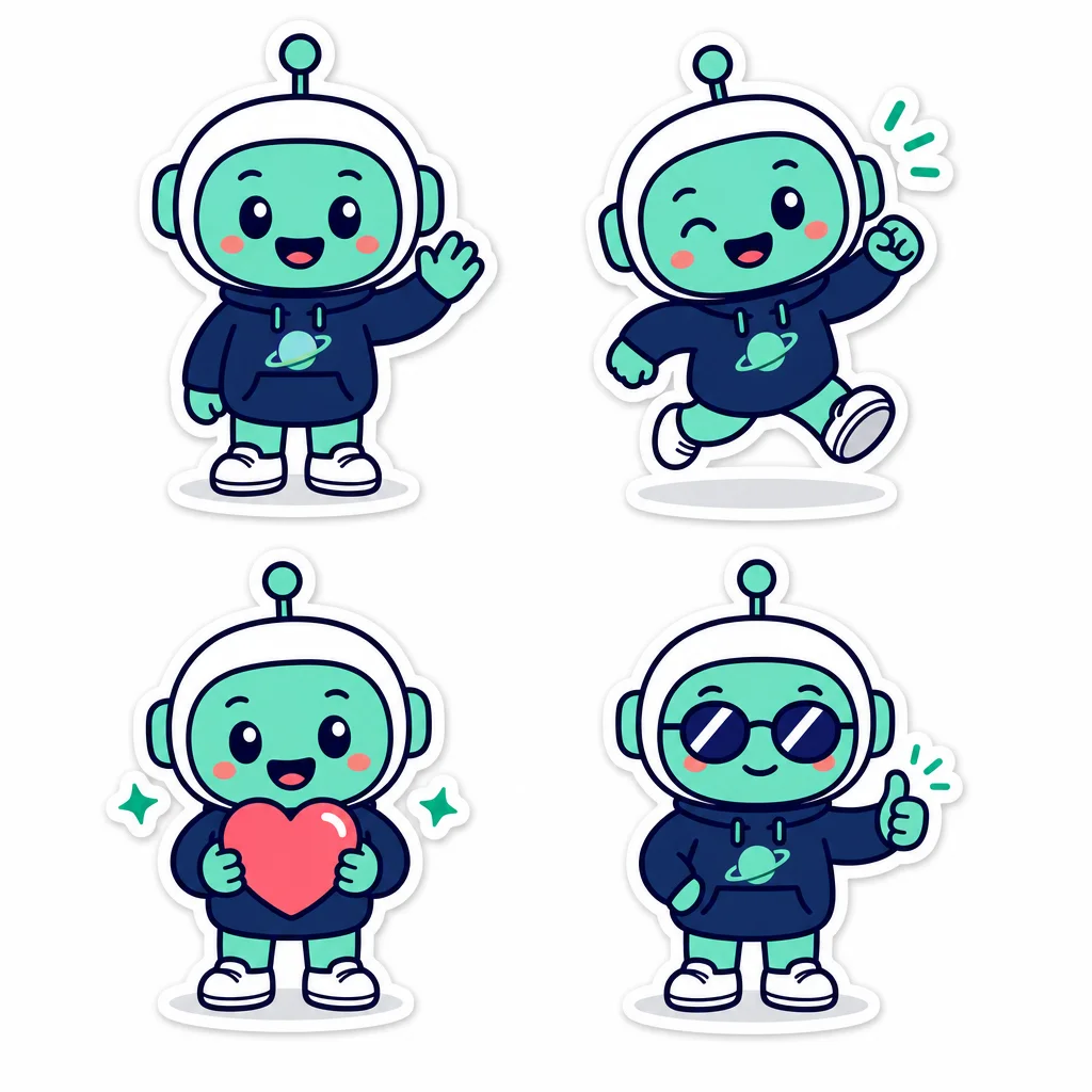 Flat vector cute characters set